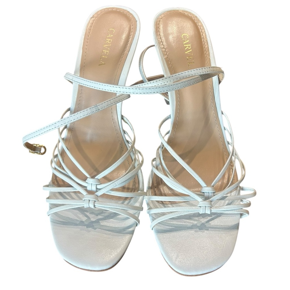 Carvela White Strappy Stiletto Heels EU 38.5 Fits US 7 - Picture 2 of 6